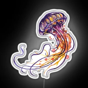 Jellyfish Watercolor RGB Neon Sign