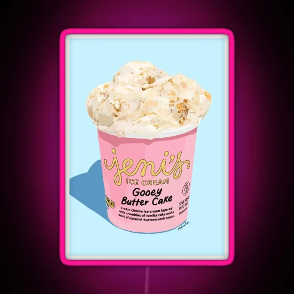 Jeni S Ice Cream Pint Gooey Butter Cake RGB Neon Sign