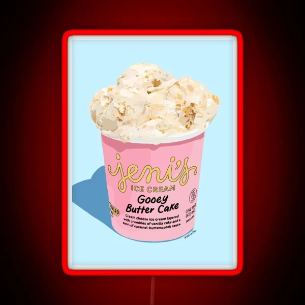 Jeni S Ice Cream Pint Gooey Butter Cake RGB Neon Sign