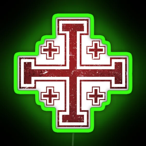 Jerusalem Cross Medieval Knights Cross Crusader RGB Neon Sign