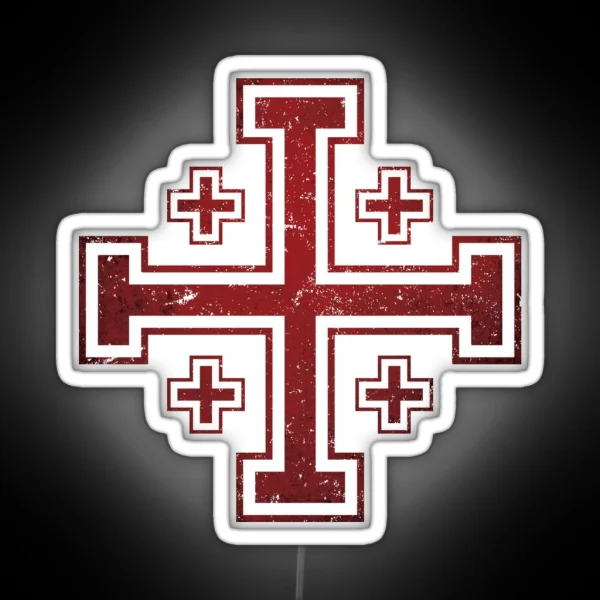 Jerusalem Cross Medieval Knights Cross Crusader RGB Neon Sign