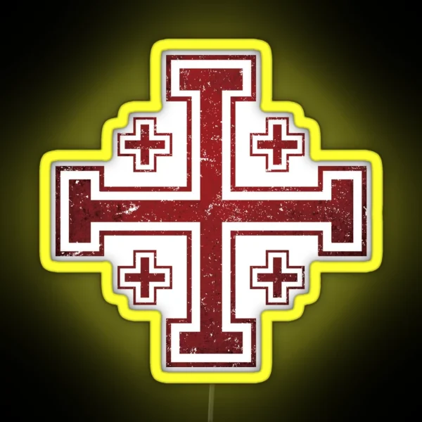 Jerusalem Cross Medieval Knights Cross Crusader RGB Neon Sign
