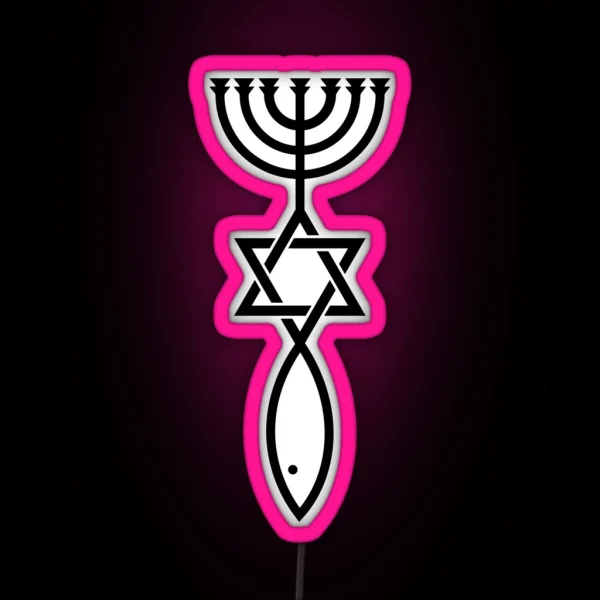 Jerusalem Messianic Seal Icthys Magen David RGB Neon Sign
