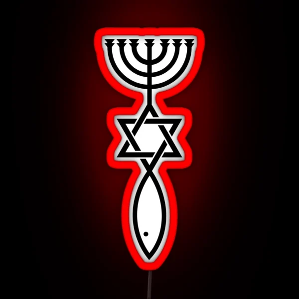 Jerusalem Messianic Seal Icthys Magen David RGB Neon Sign