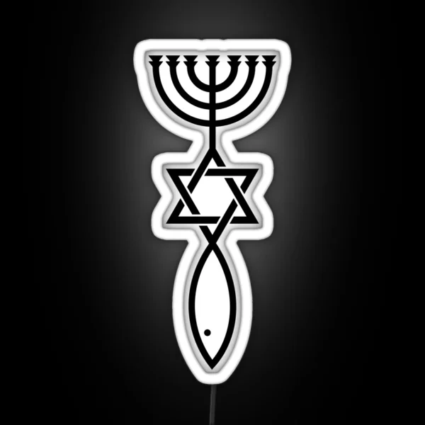 Jerusalem Messianic Seal Icthys Magen David RGB Neon Sign