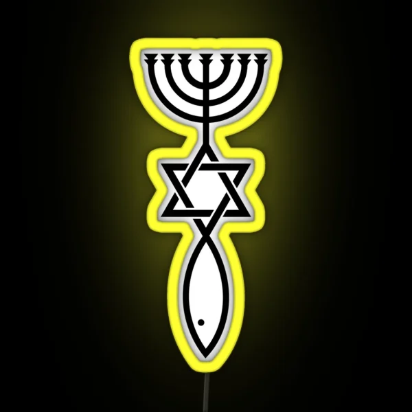 Jerusalem Messianic Seal Icthys Magen David RGB Neon Sign