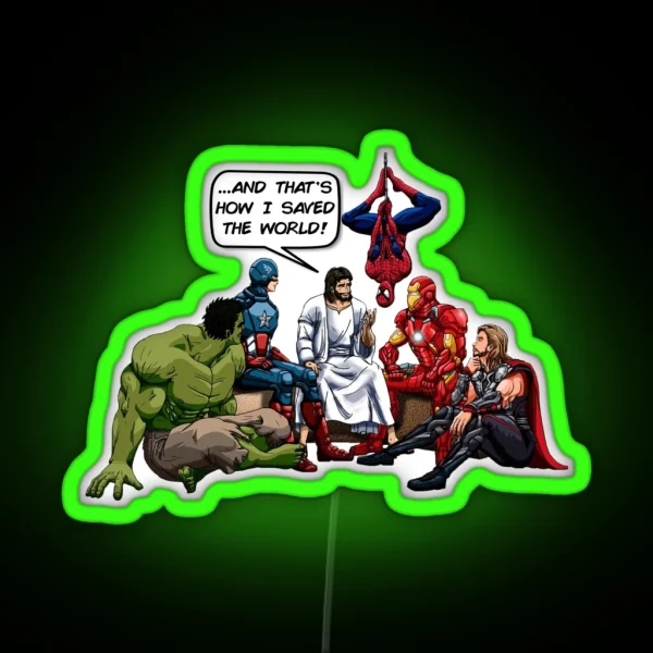 Jesus And The Superheroes RGB Neon Sign