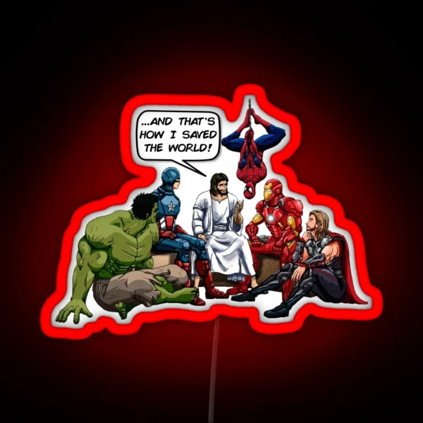 Jesus And The Superheroes RGB Neon Sign