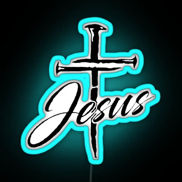Jesus Christ Cross Nails RGB Neon Sign
