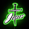 Vibrant Neon Religious Decor featuring Jesus Christ's Crucifixion Story