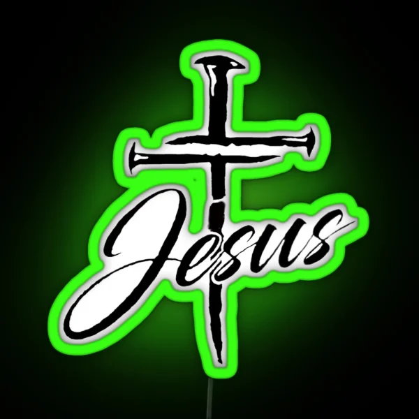 Jesus Christ Cross Nails RGB Neon Sign