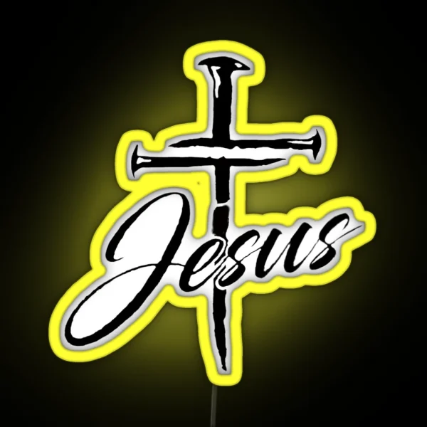 Jesus Christ Cross Nails RGB Neon Sign