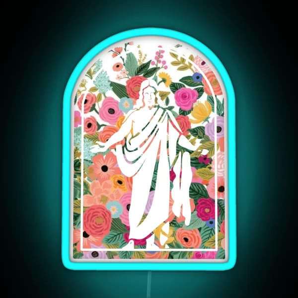Jesus Christ Floral RGB Neon Sign