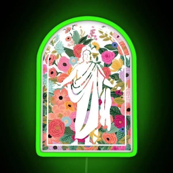 Jesus Christ Floral RGB Neon Sign