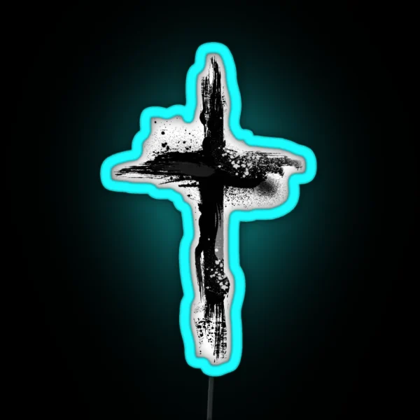 Jesus Christ On The Cross Christian Symbol Artistic RGB Neon Sign