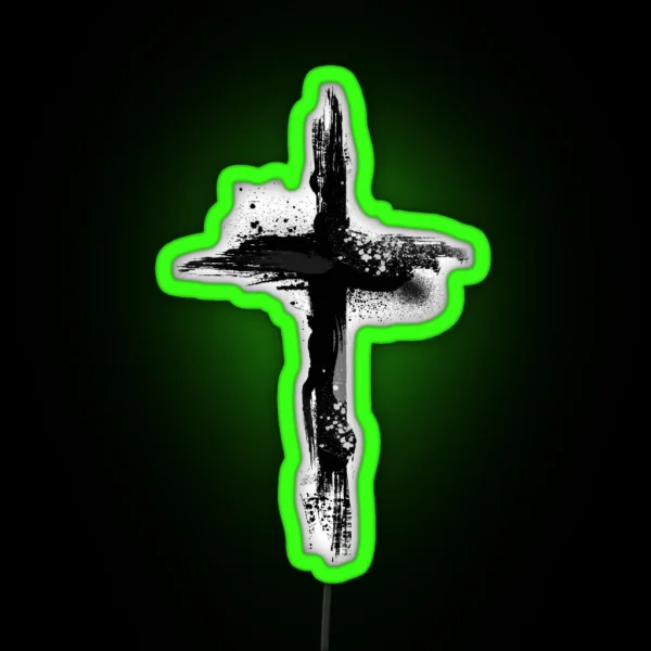 Jesus Christ On The Cross Christian Symbol Artistic RGB Neon Sign