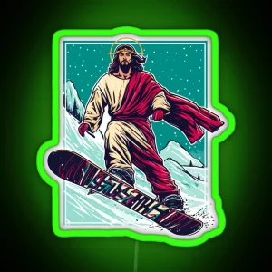 Jesus Christ Snowboarder RGB Neon Sign