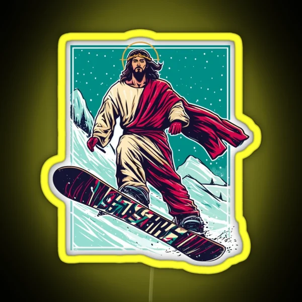 Jesus Christ Snowboarder RGB Neon Sign