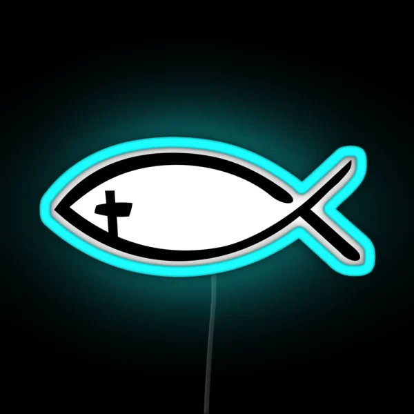 Jesus Fish Cross RGB Neon Sign