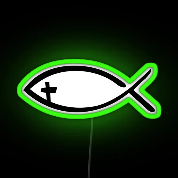 Jesus Fish Cross RGB Neon Sign