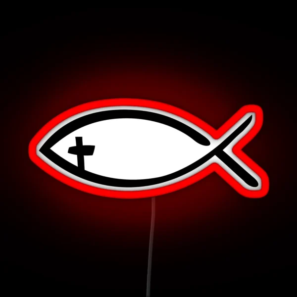Jesus Fish Cross RGB Neon Sign