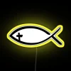 Colorful Jesus Fish Cross LED Sign with Vibrant Rainbow Neon Accents