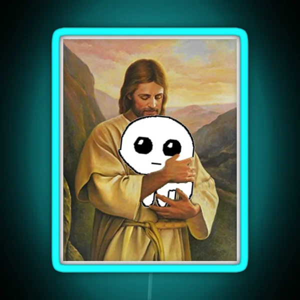 Jesus Holding Autism Creature Tbh Creature RGB Neon Sign