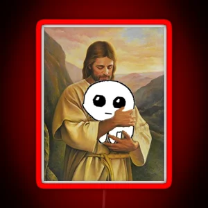 Jesus Holding Autism Creature Tbh Creature RGB Neon Sign