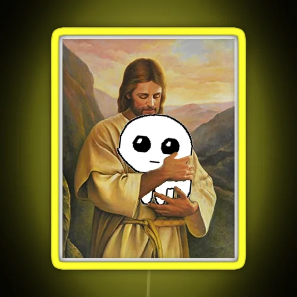 Jesus Holding Autism Creature Tbh Creature RGB Neon Sign