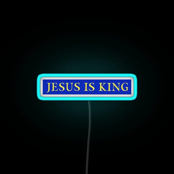Jesus Is King Kanye West Yellow On Blue RGB Neon Sign