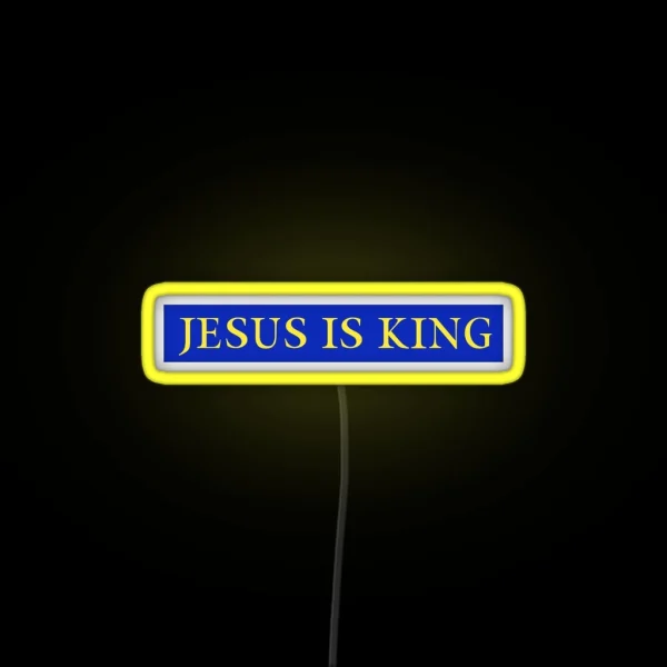 Jesus Is King Kanye West Yellow On Blue RGB Neon Sign