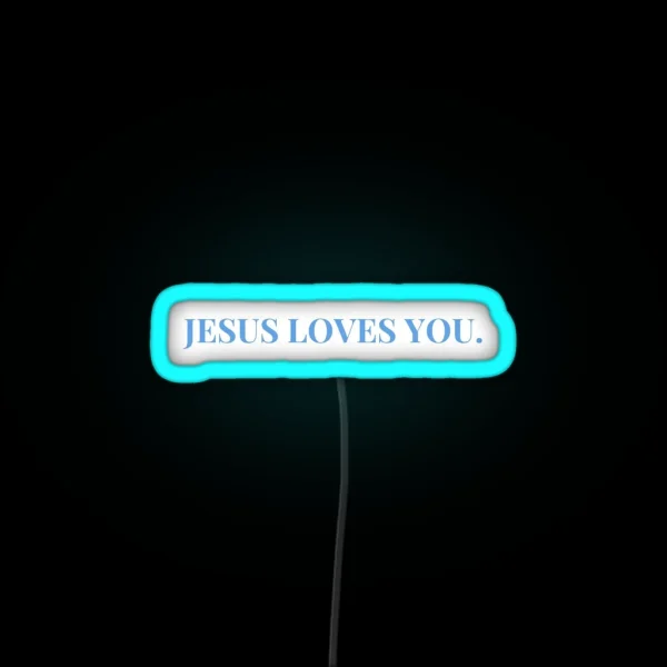 JESUS LOVES YOU Blue RGB Neon Sign