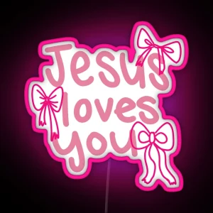 Jesus Loves You Bow Design RGB Neon Sign