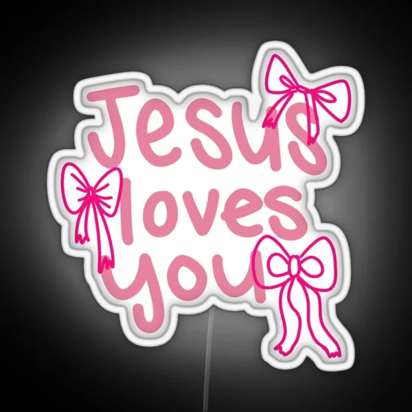 Jesus Loves You Bow Design RGB Neon Sign