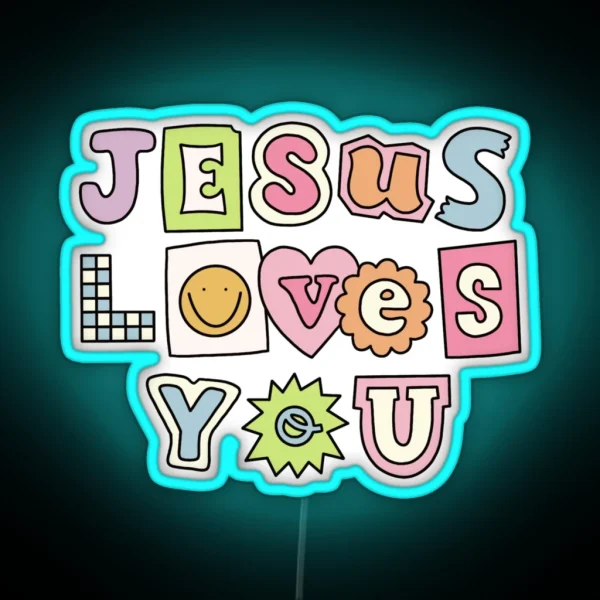 Jesus Loves You RGB Neon Sign