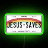 Neon 'Jesus Saves' Sign in Vibrant RGB Colorful Home Decor.