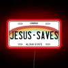 Vibrant Jesus Saves LED Sign with Colorful RGB Neon Accents