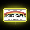RGB Neon Sign with Jesus Saves Inspirational Message Illumination Design