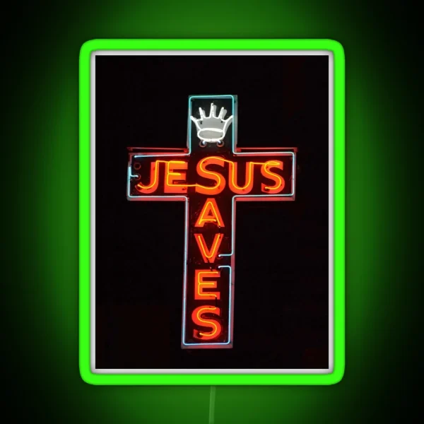 Jesus Saves RGB Neon Sign