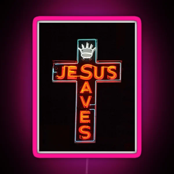 Jesus Saves RGB Neon Sign