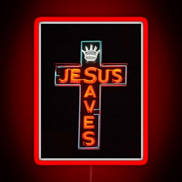 Jesus Saves RGB Neon Sign