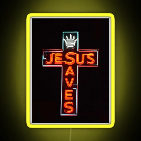 Jesus Saves RGB Neon Sign