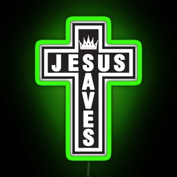 Jesus Saves RGB Neon Sign