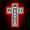 Vibrant Jesus Saves LED Sign with Color-Changing RGB Neon Accent