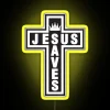 RGB Neon Sign with Jesus Saves Illuminated Christian Faithful Inspirational Message