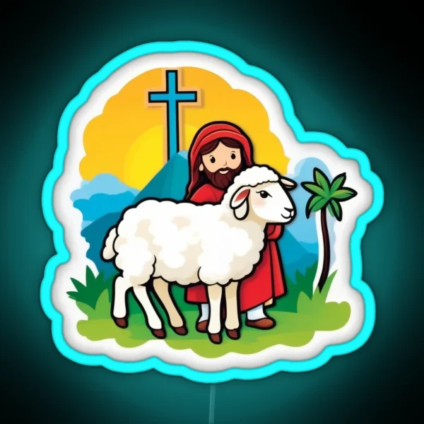 JESUS THE GOOD SHEPHERD RGB Neon Sign