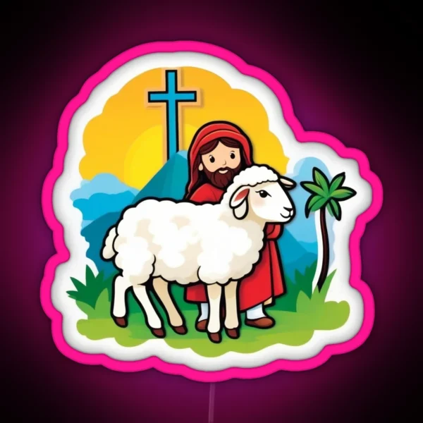 JESUS THE GOOD SHEPHERD RGB Neon Sign
