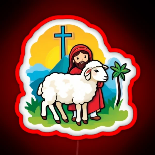 JESUS THE GOOD SHEPHERD RGB Neon Sign
