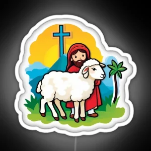 JESUS THE GOOD SHEPHERD RGB Neon Sign