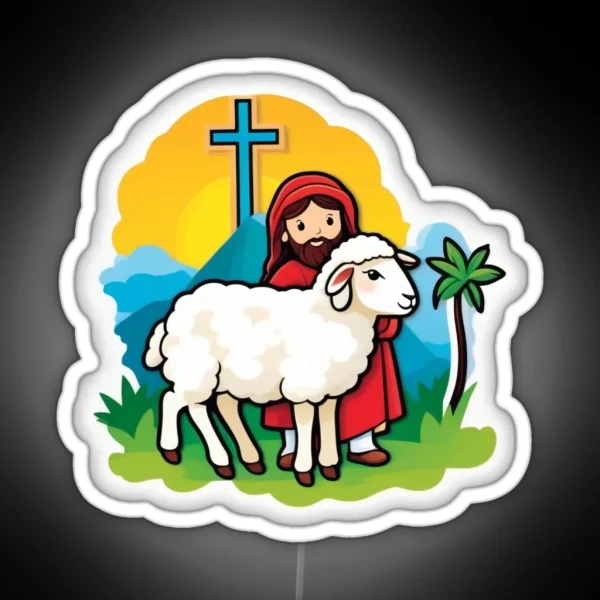 JESUS THE GOOD SHEPHERD RGB Neon Sign